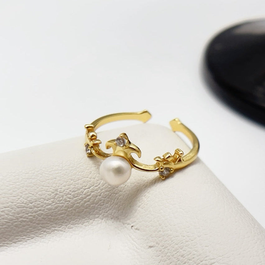 Golden Bloom Pearl Ring