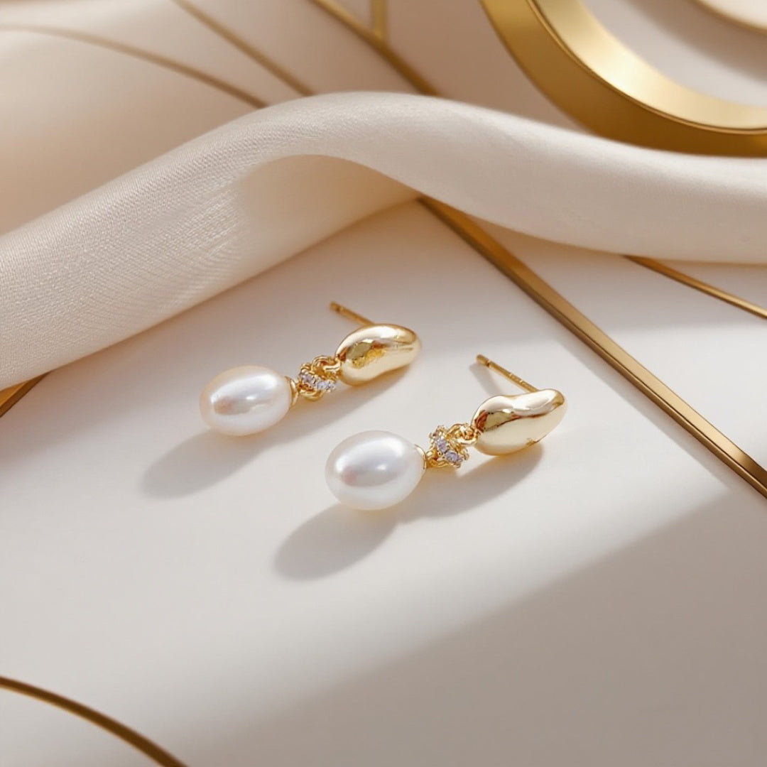 Tea drop Pearl Earrings