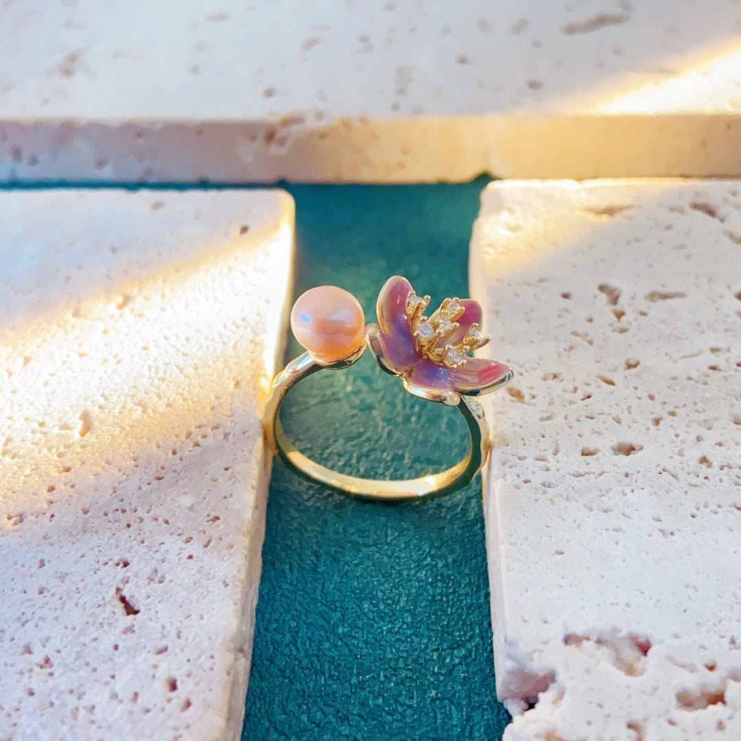 Rosy Glow Pearl Ring