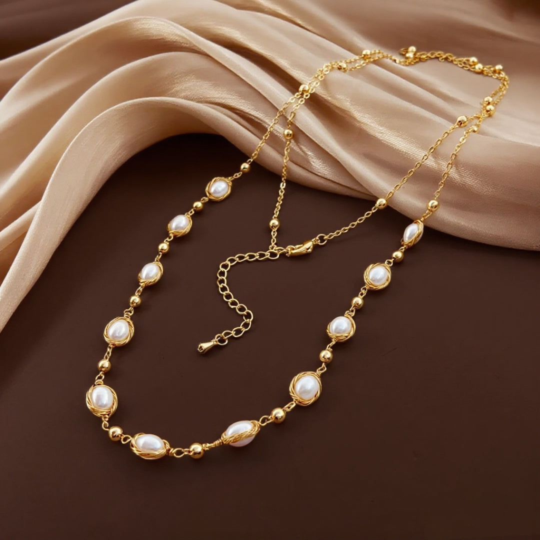 Golden Weave Radiance Pearl Necklace