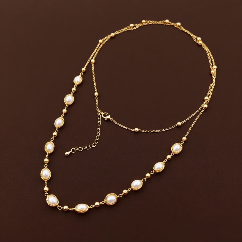 Golden Weave Radiance Pearl Necklace