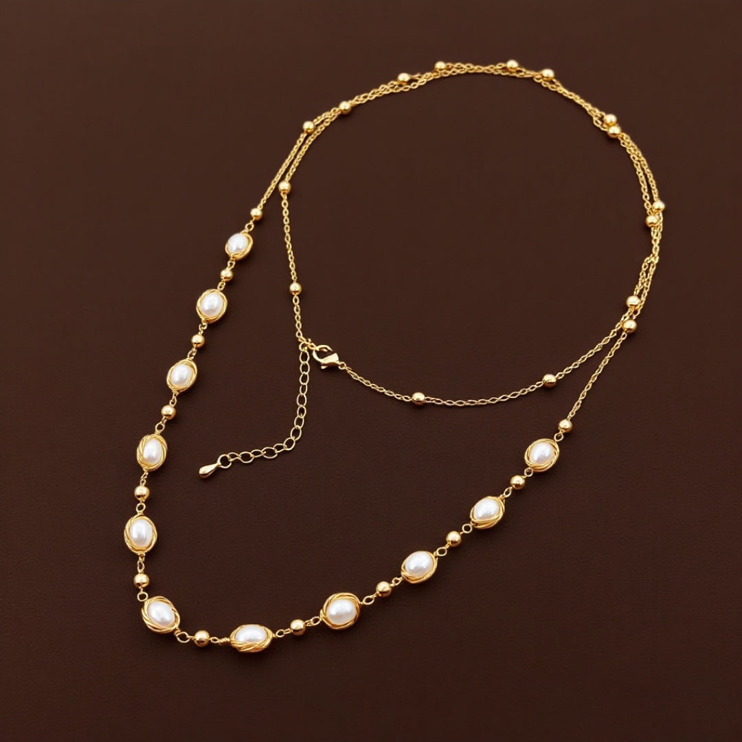 Golden Weave Radiance Pearl Necklace