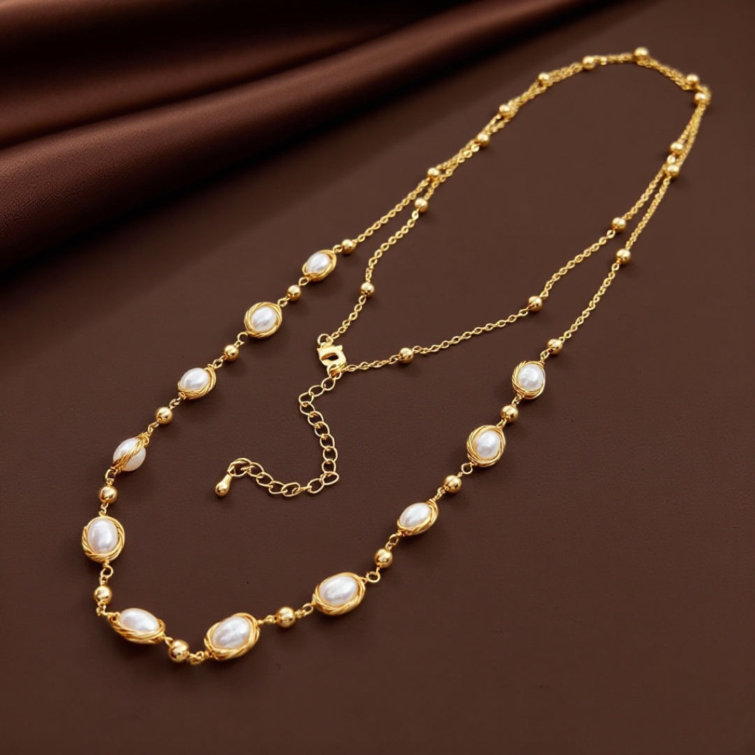 Golden Weave Radiance Pearl Necklace