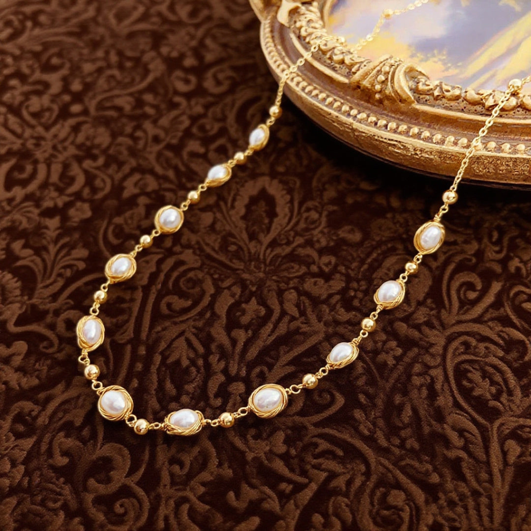 Golden Weave Radiance Pearl Necklace