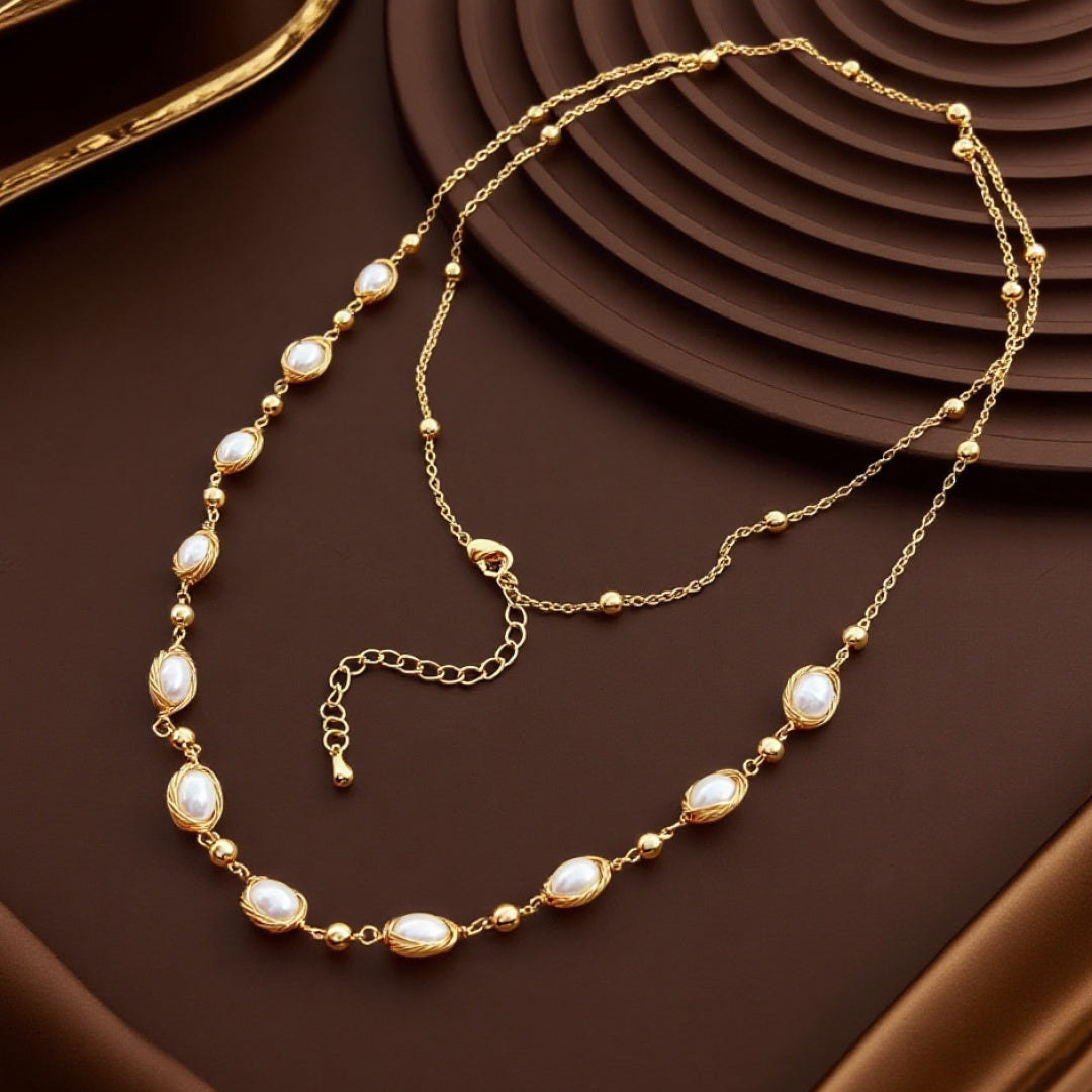Golden Weave Radiance Pearl Necklace