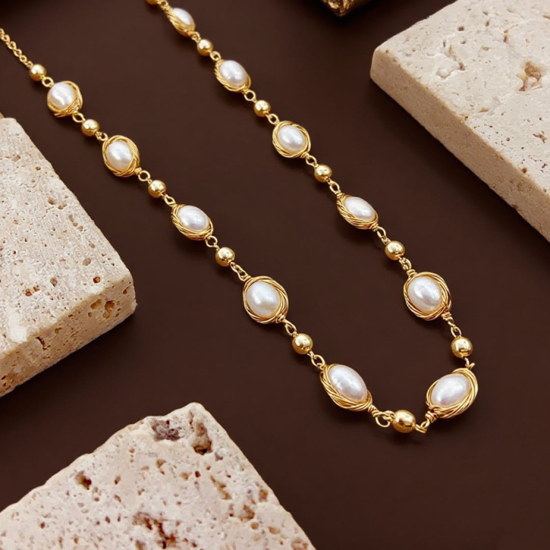 Golden Weave Radiance Pearl Necklace