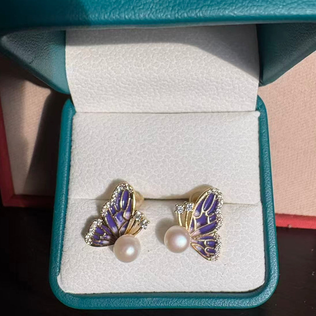 Twilight Wing Pearl Earrings